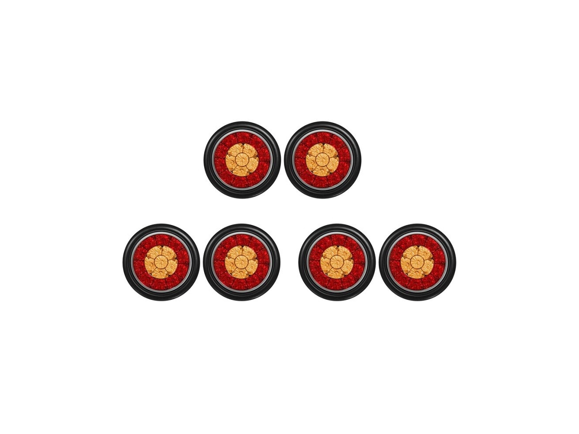 6x Lanternas Traseiras Redondas de 4 Polegadas para Camiões e Reboques Luzes de Travão e de Pisca (led Vermelho/âmbar)