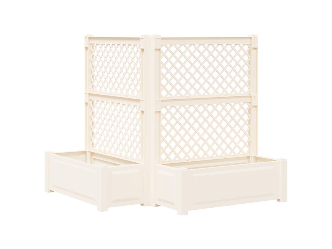 Vidaxl Grande Jardineira Com Treliça 2 Unid. Pp Branco