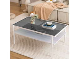 Mesa Centro Retangular Vidro Temperado Cinza/branco 98x62x45cm