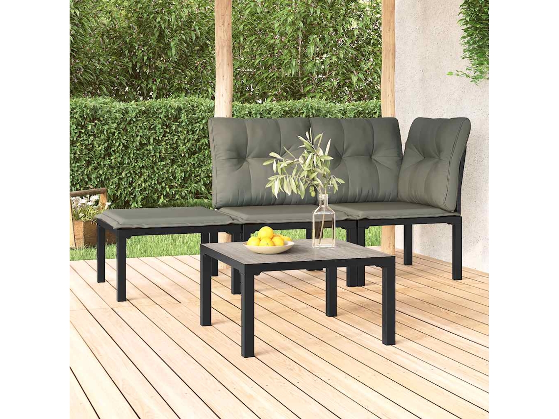 Vidaxl Mesa De Centro De Jardim 55x55x31 Cm Dpc E Aço Cinzento