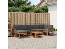 Vidaxl Conjunto De Sofás Para Exterior 8 Unid. Natural E Antracite
