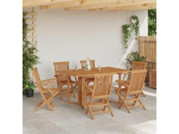 Vidaxl Conjunto De Jantar Para Jardim 7 Pcs Castanho