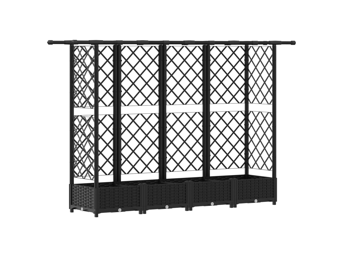Conjunto 1 Canteiro De Jardim Elevado Vidaxl Preto Polipropileno (202,5 X 40 X 121 Cm)
