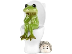 Figura De Rã Para Jardim De Fadas Estátua Animal Miniatura Exterior Banho Resina