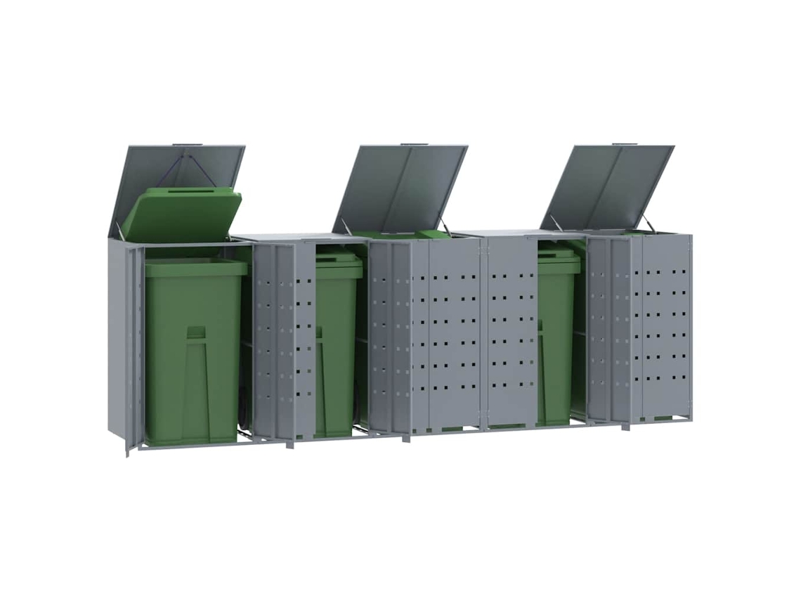 Vidaxl Abrigo Para 5 Caixotes Do Lixo 345x79x117 Cm Aço Cinzento