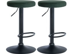 Conjunto de 2 bancos de bar Ponte de veludo verde/metal fosco preto CLP