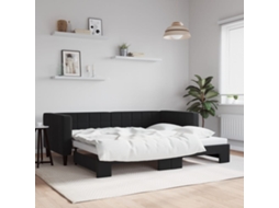 Vidaxl Sofá-cama Com Gavetão 90x200 Cm Veludo Preto