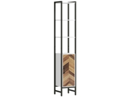 Coluna Casa De Banho Armário Alto De Com 3 Prateleiras Abertas 1 Porta E Ajustável Móvel Auxiliar De Com Sistema Anti-tombo 30x30x170 Cm Branco