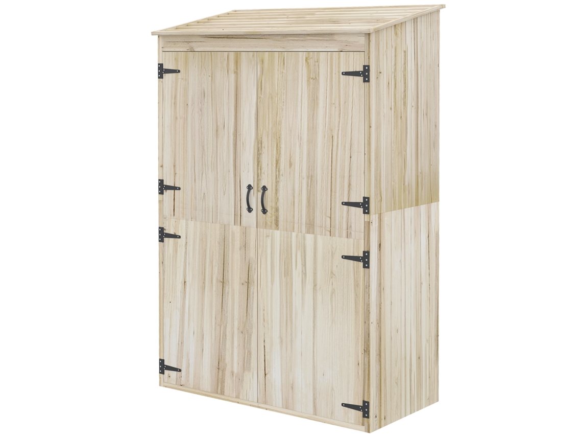 Galpão de jardim madeira abeto 2 portas prateleiras 120x57x183 cm natural S/MARCA