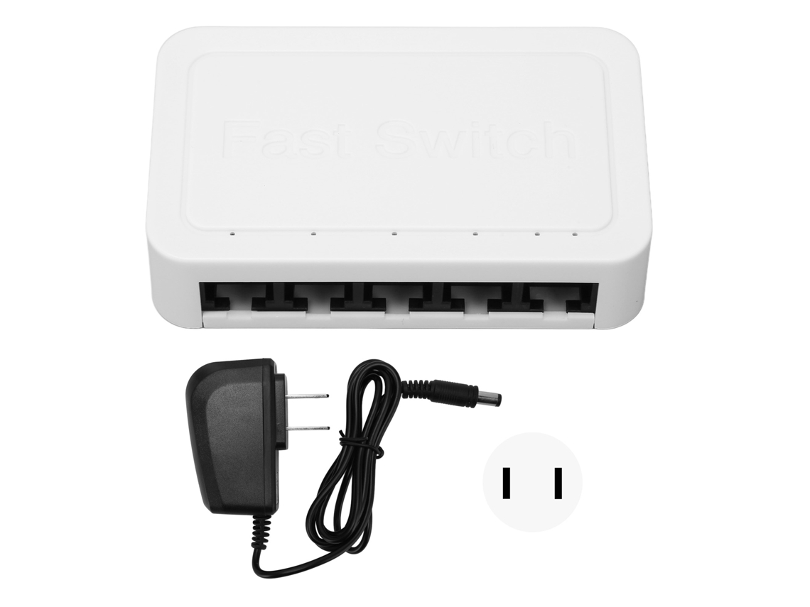 Switch Ethernet De 5 Puertos 10/100mbps Rj45 Con Protección Contra Rayos De 4kv 100-240v Plug Ee.uu.