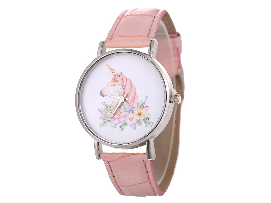 Reloj De Pulsera De Aleación Con Dial Redondo Reloj De Cuartzo Pareja Rosado