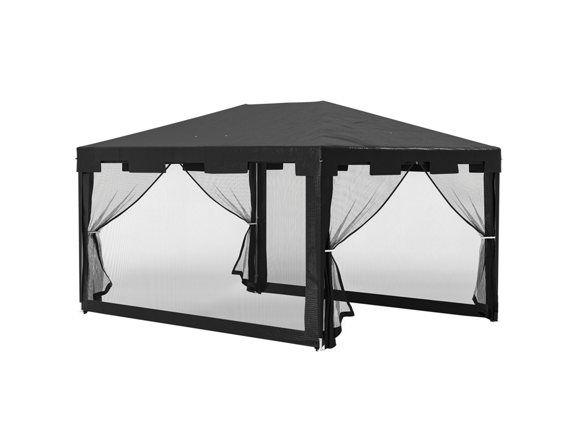 Gazebo Jardim 3,7x3m Mosquiteiro Toldo Lateral Teto Duplo Bege
