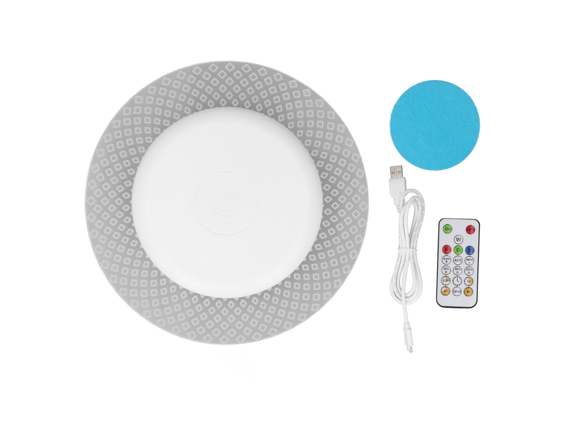 Rebe-lâmpada De Parede Led Recarregável Redonda 16 Modos Rgb Ajustável Com Controle Remoto Para Quarto