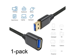 Lurelia Cabo De Extensão Usb 3.0 2m, Até 5 Gbps, Macho Para Fêmea