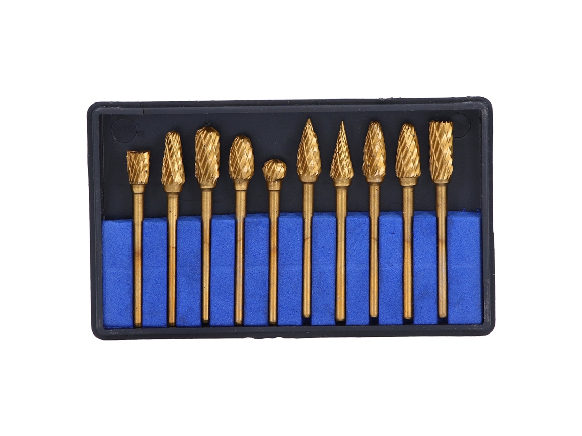 10pcs Conjunto de Limas Rotativas de Carbeto com Corte Duplo para Carpintaria Perfuração Polimento S/MARCA