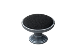 Puxador para Móveis em Zamac 37 Mm de Diâmetro Oxidado e com Acabamento em Tecido Preto Pacote com 12 Peças HARDWAREXCHANGE