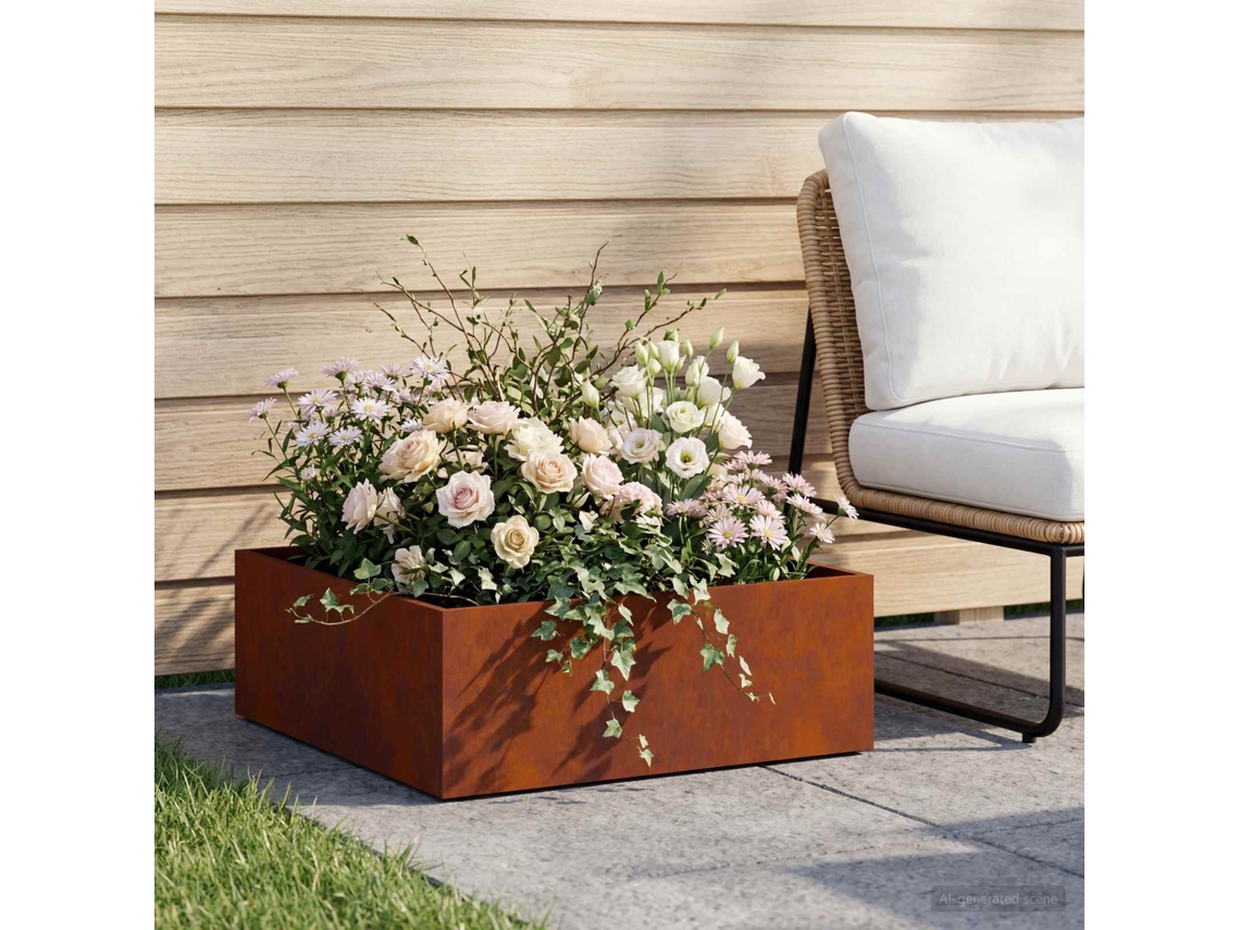 Vidaxl Vaso De Jardim Ferro Enferrujado 60 X 60 X 20 Cm Aço Corten