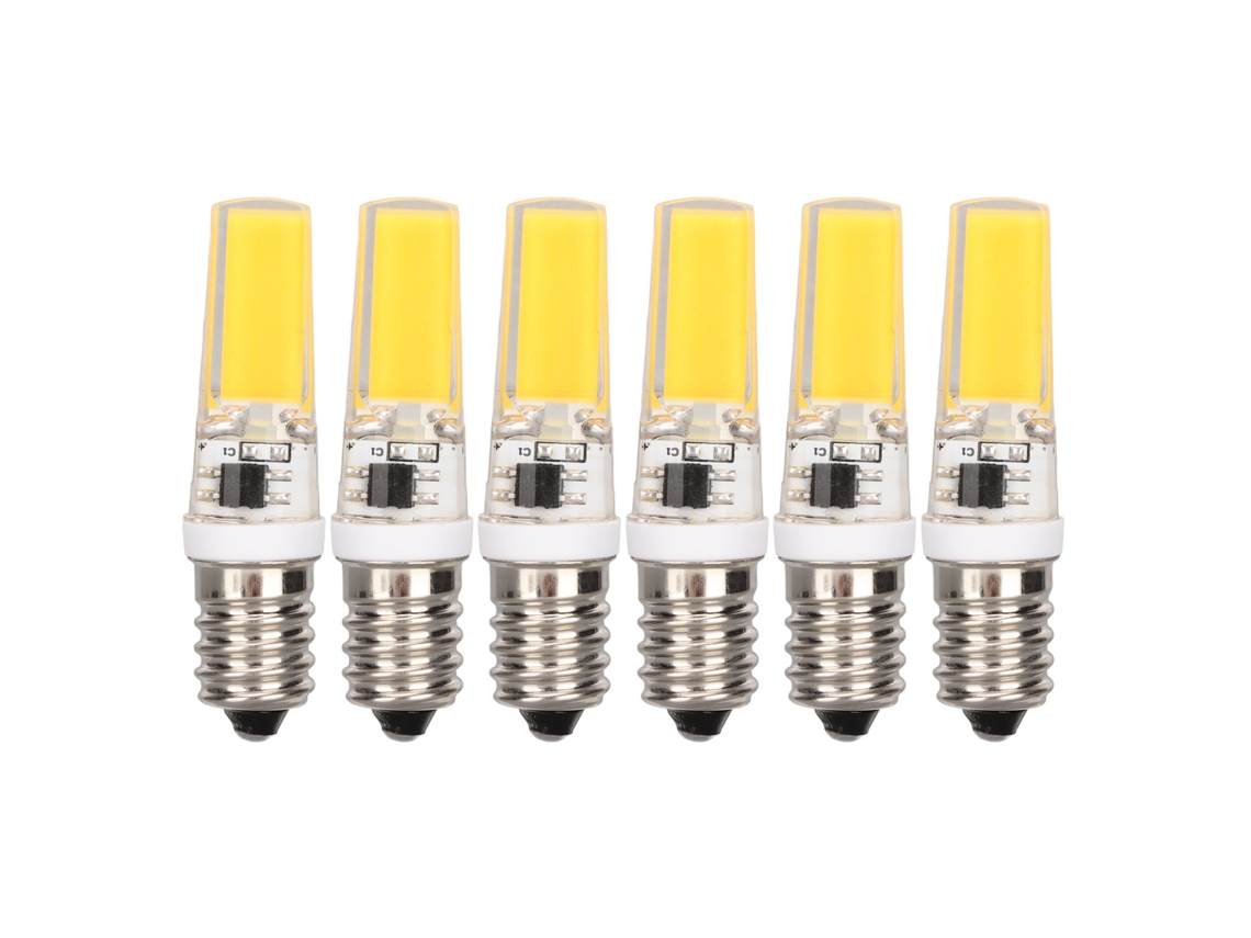 Lâmpada Cob E14 9w 500lm 3000k luz branca quente silicone anti glare 360° 6pcs
