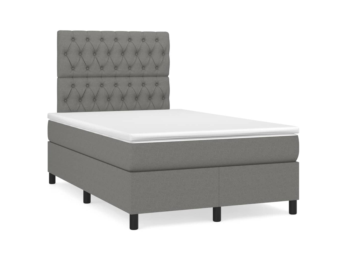 Vidaxl Cama Boxspring Com Colchão 120x190 Cm Tecido Cinzento-escuro