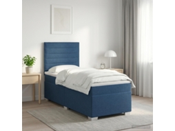 Vidaxl Cama Box Spring Com Colchão Azul 90 X 200 Cm Tecido