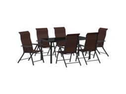 Conjunto 7 De Jantar De Jardim Vidaxl Marrom Rattan Poliéster