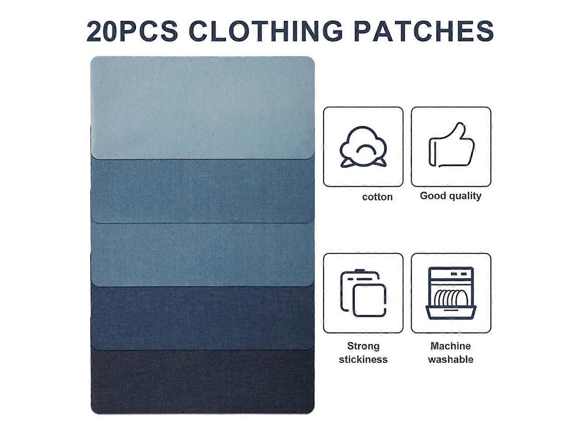 Kit Com 20 Patches De Ferro Para Jeans, Algodão Puro, 5 Cores, 11 X 5,12 Polegadas-sdcy