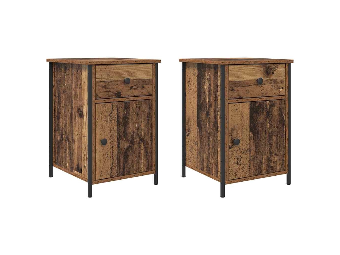 Conjunto de 2 Armários de Cabeceira Antigos em Madeira MAISON EXCLUSIVE 40x42x60 cm