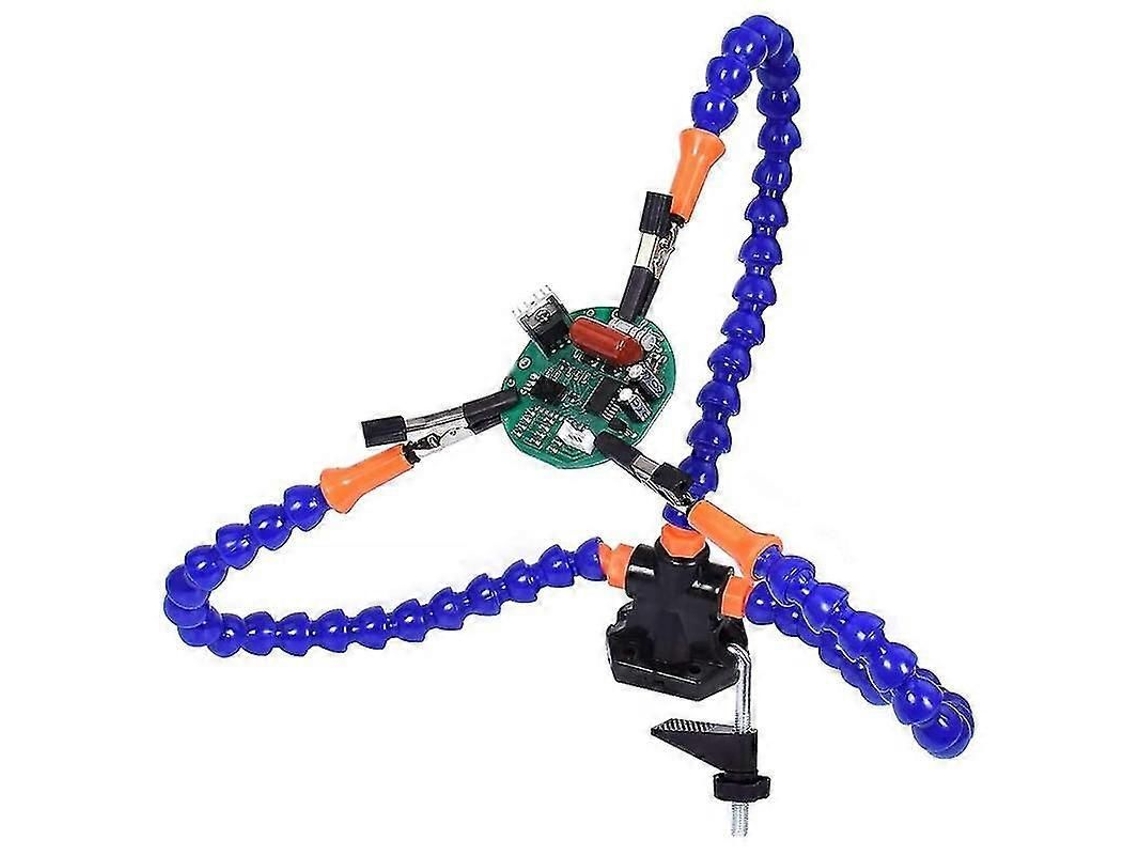 Torno De Bancada Com Mesa De Solda E 3 Braços Flexíveis Com Suporte Para Ferro De Solda