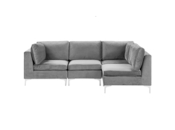 Sofá Esquinero Izquierdo De 4 Plazas Beliani Evja De Terciopelo Gris 235x150x84