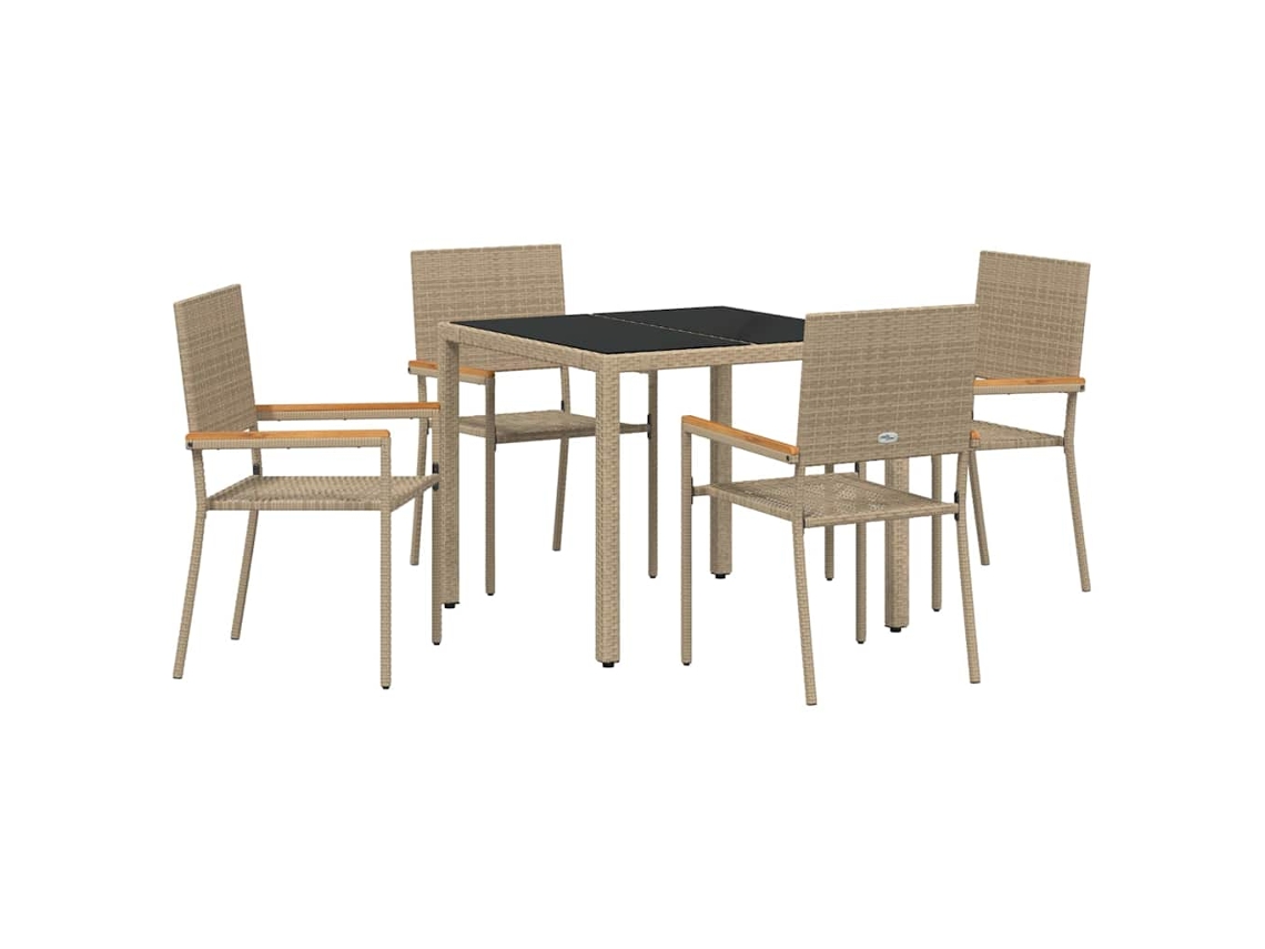 Maison Exclusive - Conjunto De Jantar Para Jardim 5 Pcs Bege Vime Pe