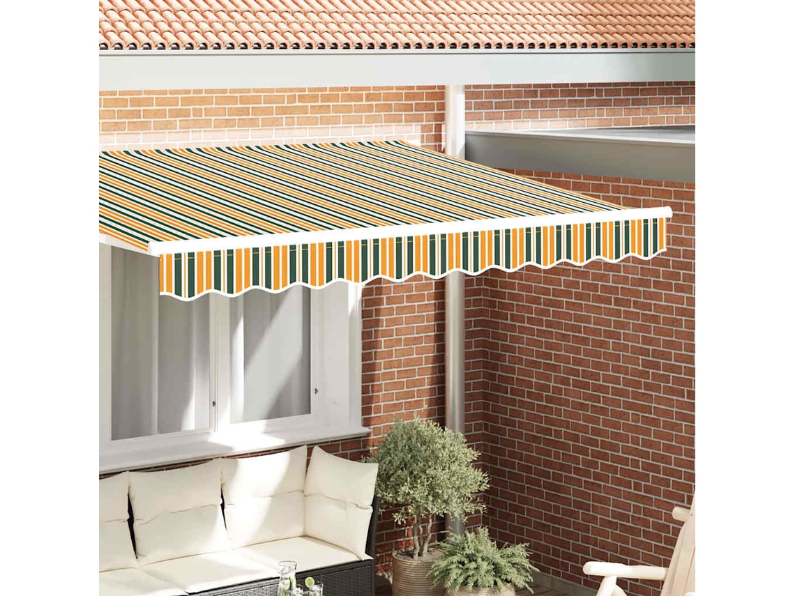 Vidaxl Substituição De Valance De Toldo Verde E Amarelo 3,5 M