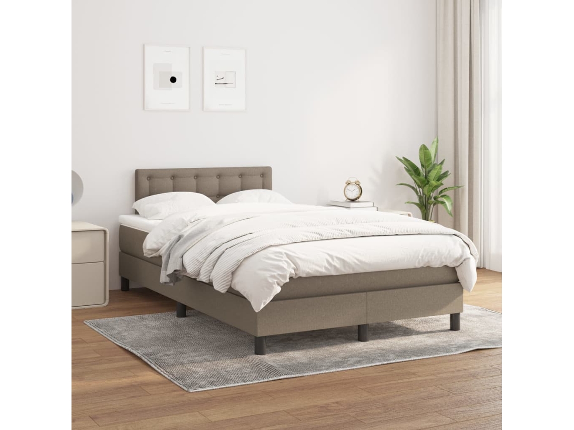 Vidaxl Cama Com Molas/colchão 120x200 Cm Tecido Castanho-acinzentado