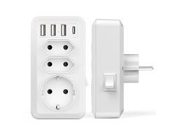 2026-regleta De Poder Usb Ac, Cargador De Pared 7 En 1 Con 3 Tomacorrientes Ac (16a, 3800w)