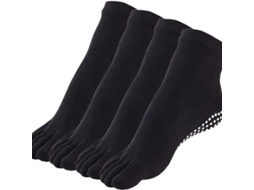 Meias de Ioga 4 Pares Antiderrapantes Cores Preta AQUAFORGE