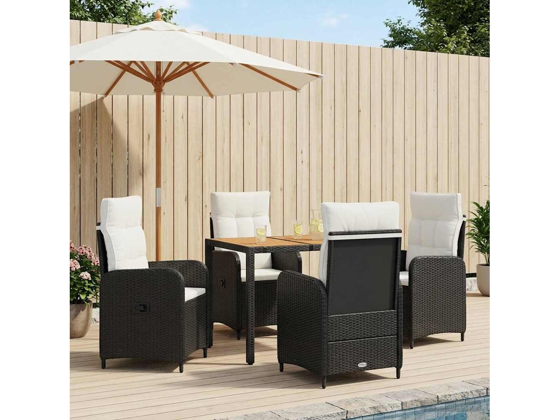 Vidaxl Conjunto De Jantar Para Exterior 5 Unid. Preto E Branco Creme