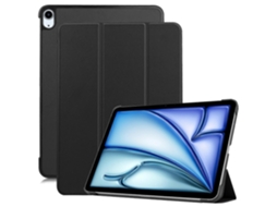 Capa para iPad Air 11 (2024) com suporte de couro e capa protetora à prova de choque, Hengrongshen preto (2025)