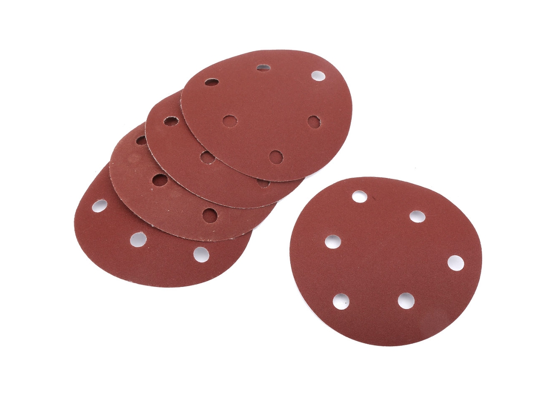 100pcs Lixa Flocking 5 Polegadas 6 Buracos Disco de Veludo Fundo 180 para Lixadeira