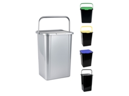 Cubo De Reciclaje De Plástico 45l Con Asa Y Tapadera | Ideal Para Hogar Y Separación De Residuos Plata 45 L