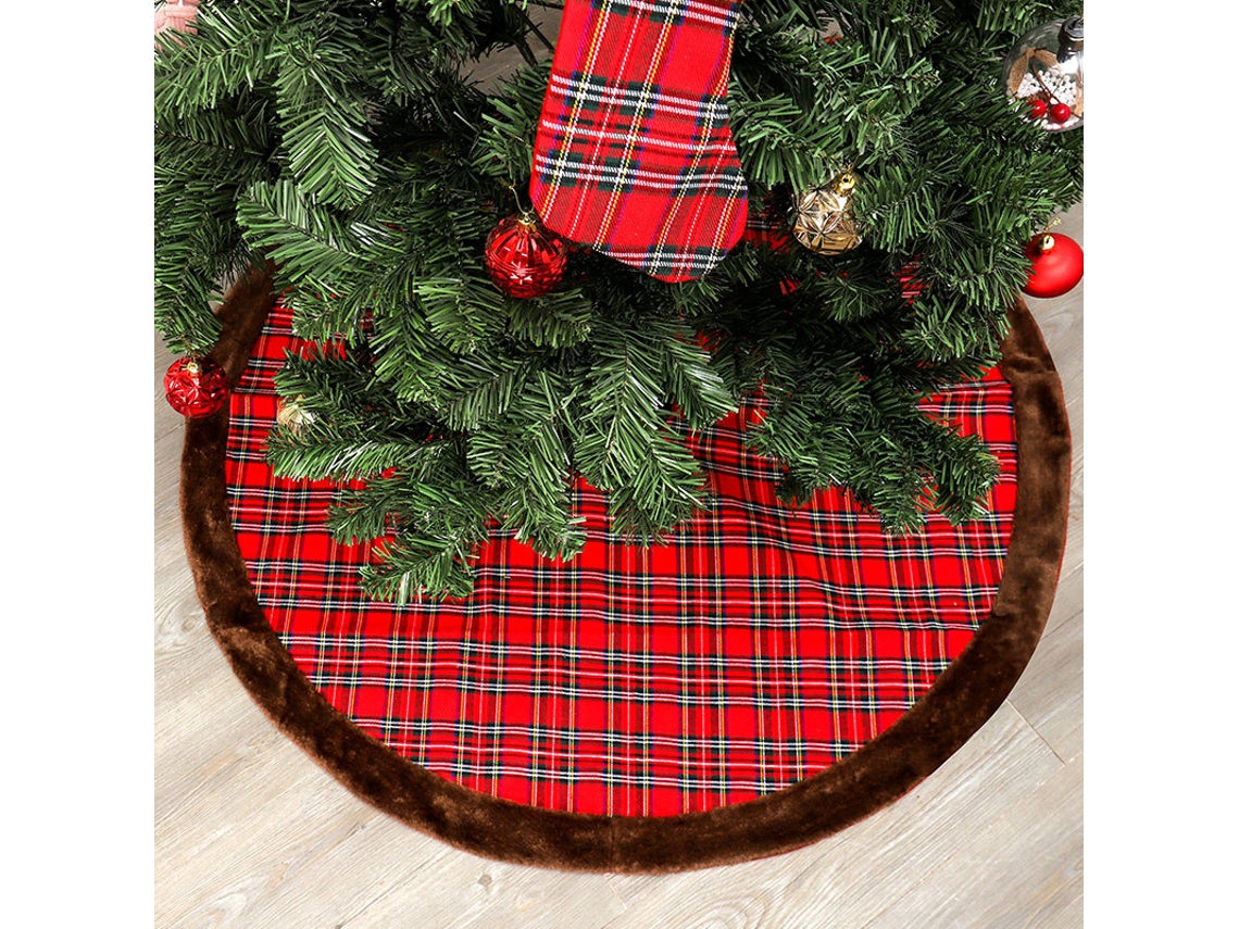 Nova Decoração Natalina Para Casa: Saia Xadrez Para Árvore De Natal, Tamanho 42 Polegadas.