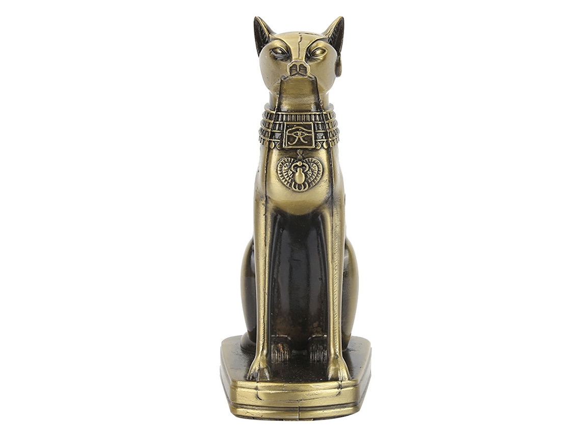 Estátua de Gato Egípcio Antigo Metal Decoração Mesa