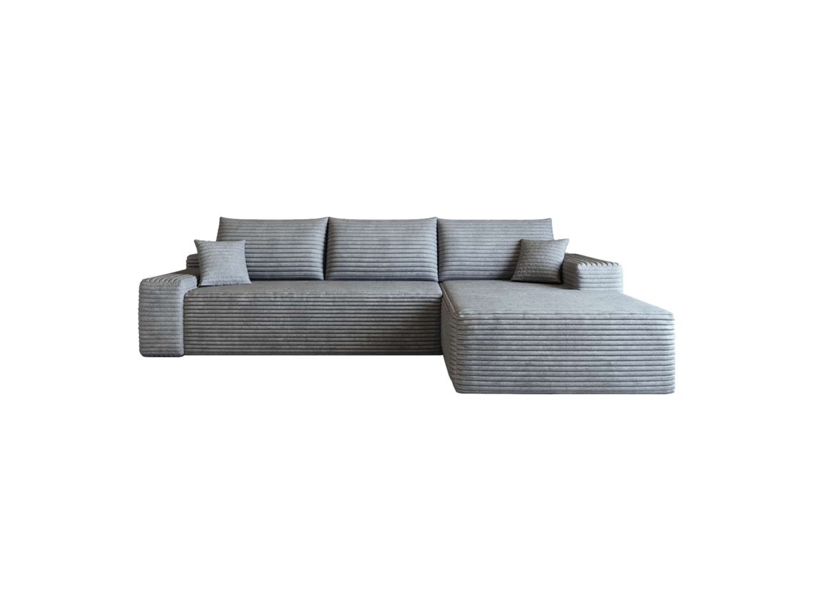 Sofá Modular De Canto De 270 Cm - Chaise Longue Em L, Assento Profundo, Sem Montagem, Modular Compactado - Cinzento