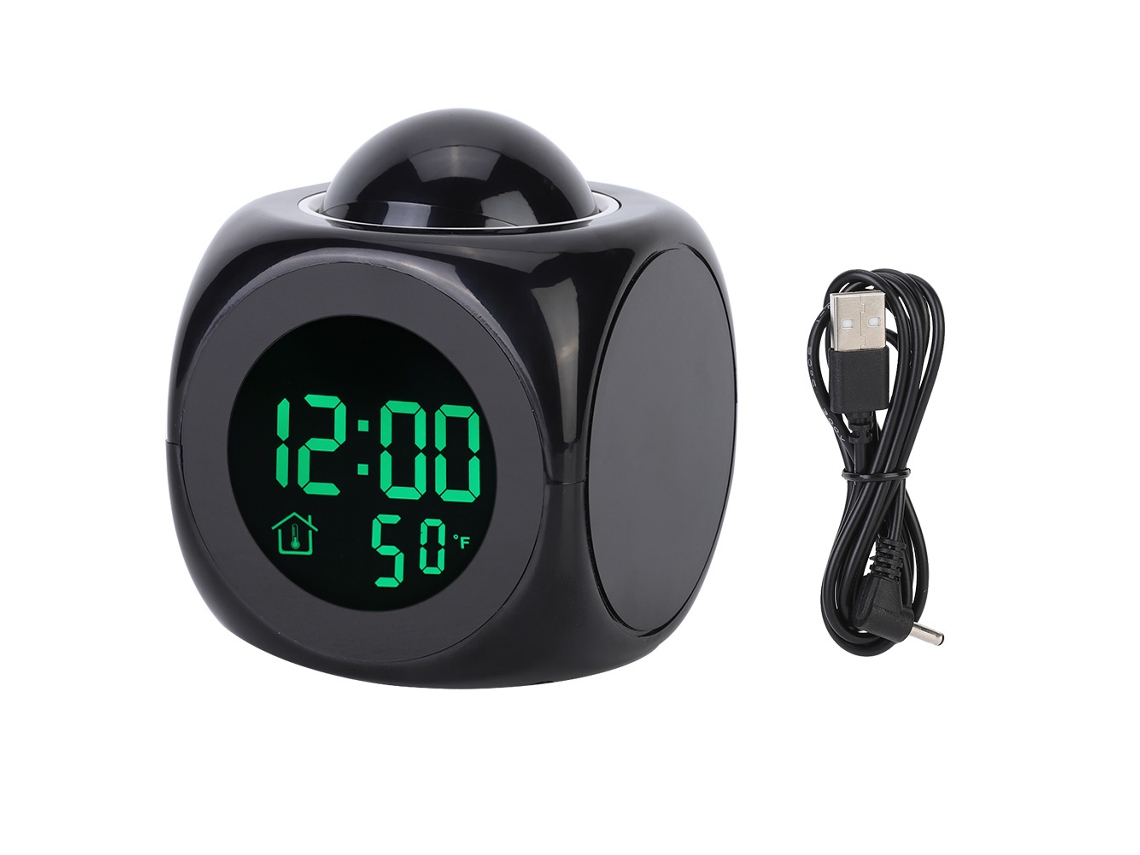 Omni-reloj Electrónico Lcd Multifuncional Proyección Digital Con Alarma Y Display De Temperatura