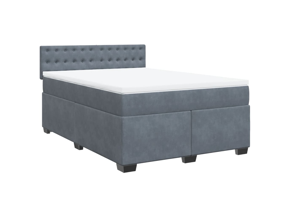 Cama com Molas e Colchão Veludo Cinzento Escuro MAISON EXCLUSIVE (140x190 cm)
