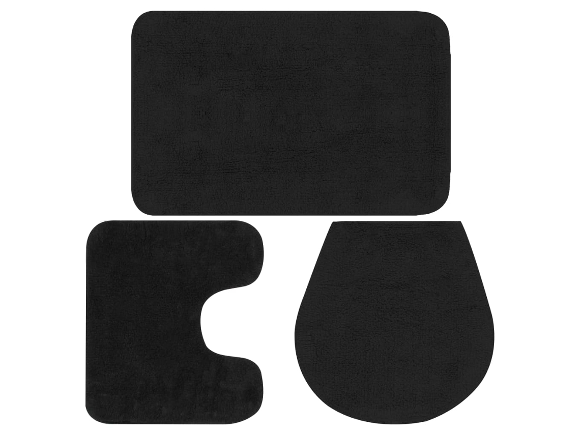 Vidaxl Conjunto Tapetes De Casa De Banho 3 Pcs Tecido Antracite