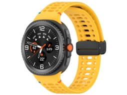 Bracelete Para Samsung Galaxy Watch 8 / 8 Classic - Silicone Com Fivela Magnética Preta - Amarela