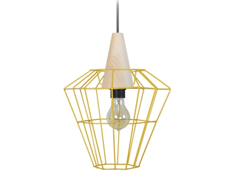 Candeeiro de Suspensão  Triberg Amarelo e Madeira