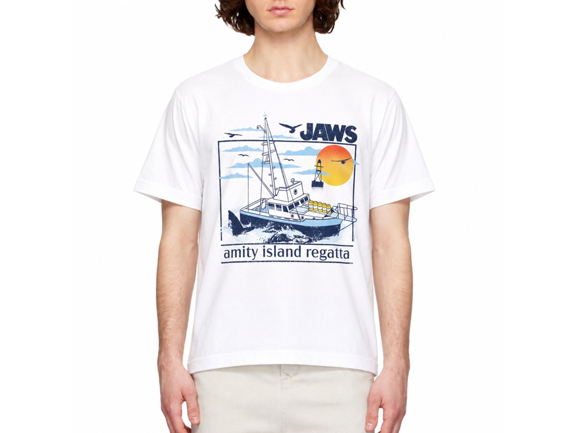 Rockinstone Jaws Movie Amity Island Regatta White Adult T-shirt Size:s