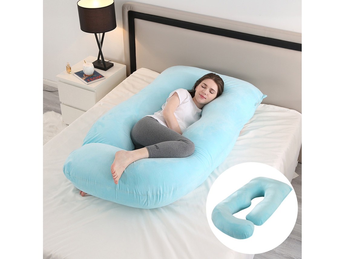 Almofada de Gravidez, Almofada para Dormir de Suporte Integral para o Corpo com Capa Removível,azul Claro/175x90x65cm DIGITALLAB