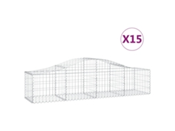 Conjunto 15 Cesto gabião VIDAXL Prateado Ferro (200x50x40/60 cm)