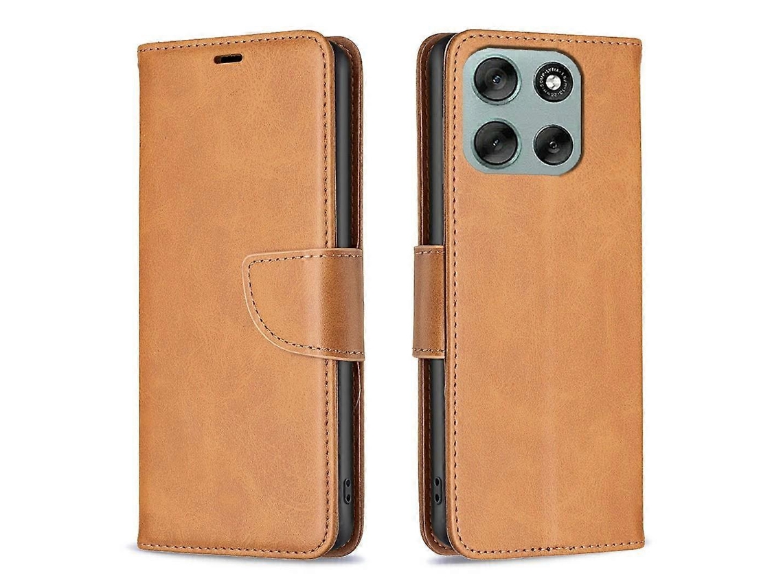 Capa De Celular Flip Em Couro Com Textura De Pele De Cordeiro E Cor Pura Para Motorola Moto G56 5g